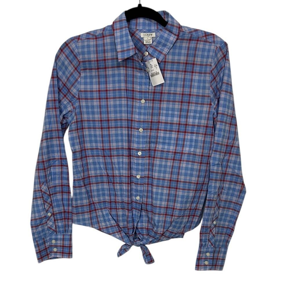 J. Crew Blue and Red Plaid Button Down Shirt Size Small